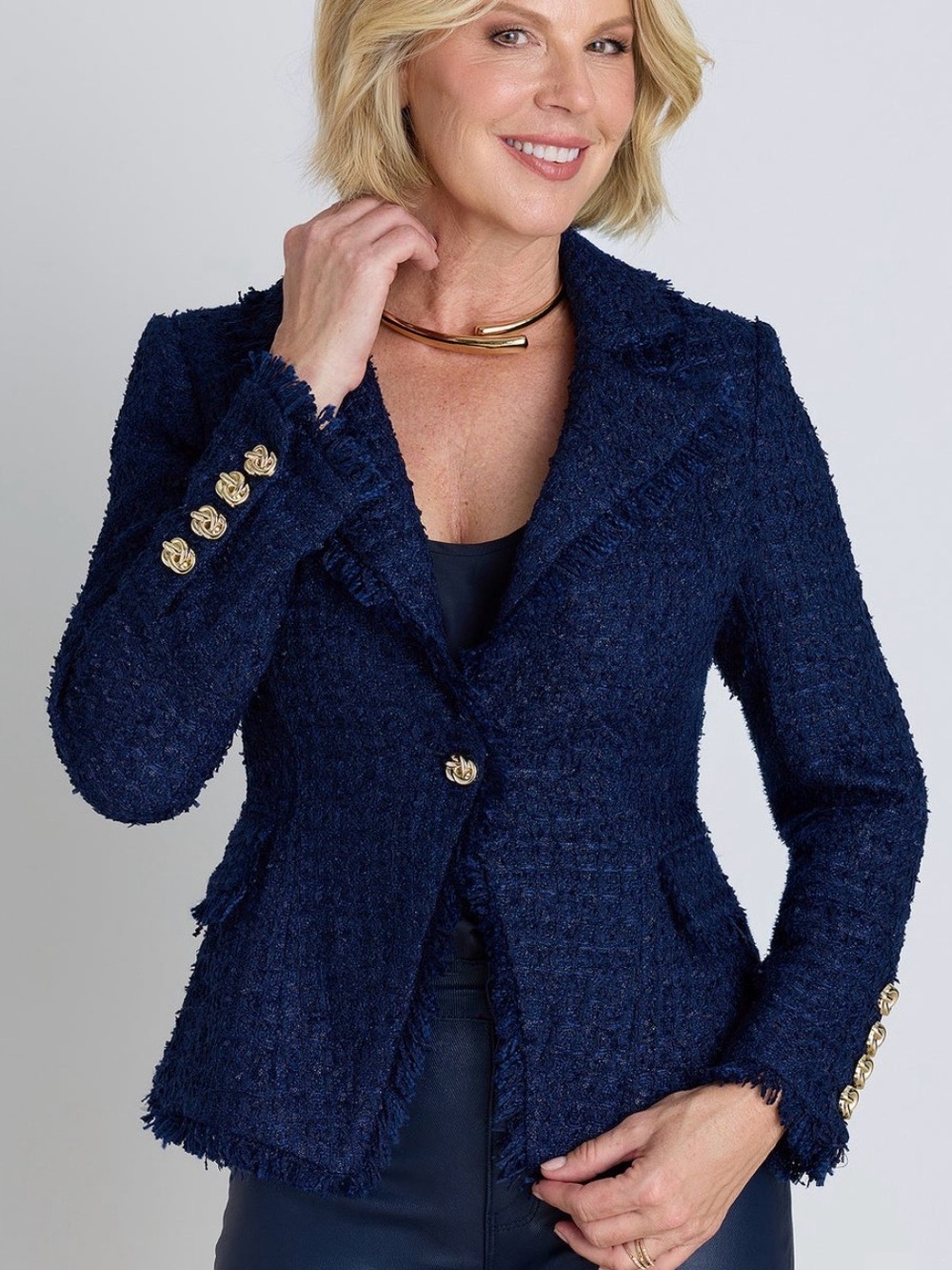 Chic THE NOLI SHOP Tweed Single Button Blazer XS
